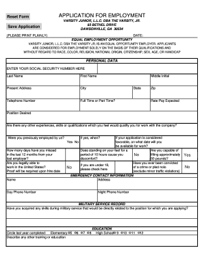 Employment Application Form