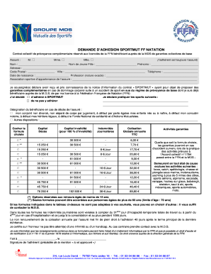DEMANDE D’ADHESION SPORTMUT FF NATATION