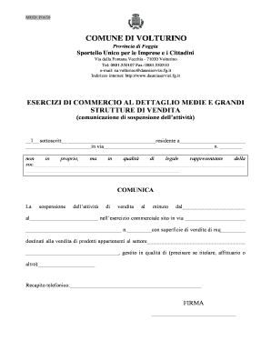 Comunicazione di sospensione dell’attività