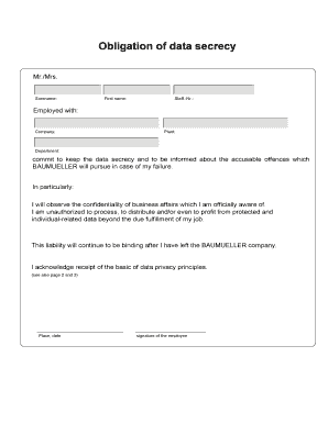 Data Secrecy Obligation Agreement