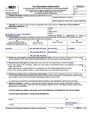 IRS Form 8821 Tax Information Authorization