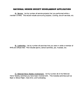 National Honor Society Scholarship Application