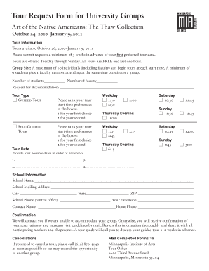 University Group Tour Request Form