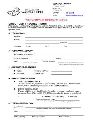 Direct Debit Request Form