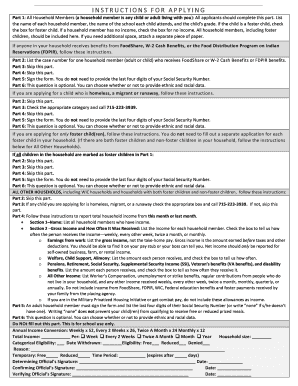 Free and Reduced Price School Meals Family Application