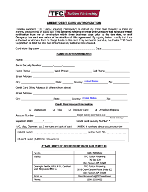 Credit/Debit Card Authorization Form