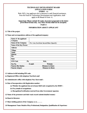 Technology Development Board Application Form