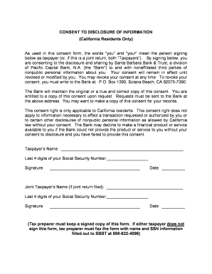 California Consent to Disclosure of Information