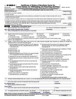 Form W-8BEN-E Certificate of Status of Beneficial Owner