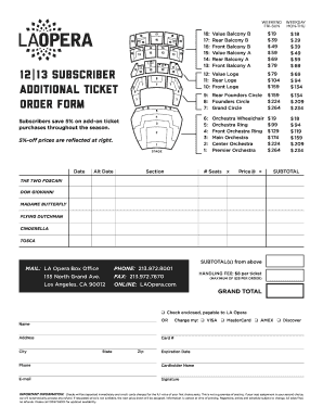 LA Opera Ticket Order Form