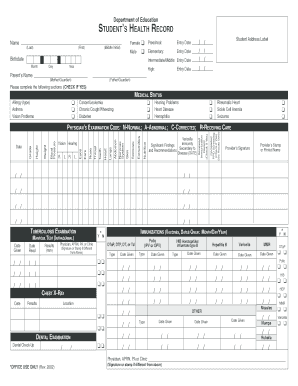 Hawaii Health History Form