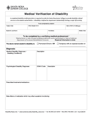 Medical Verification of Disability Form