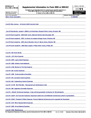 Schedule O Form 990 or 990-EZ