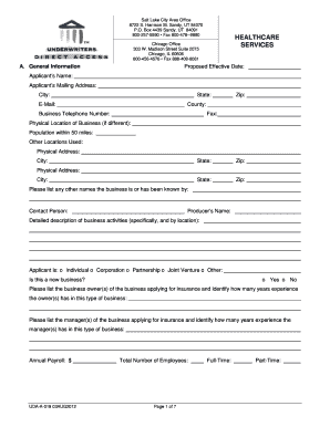 Healthcare Facility Insurance Application Form