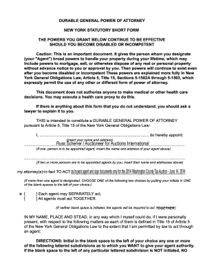 New York Durable General Power of Attorney
