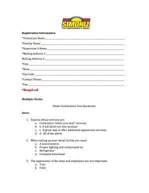 Simoniz Express Detail Certification Test