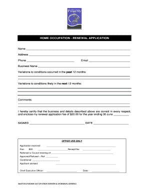 Home Occupation Renewal Application