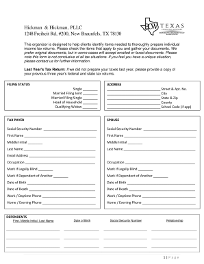 US Individual Income Tax Return Organizer
