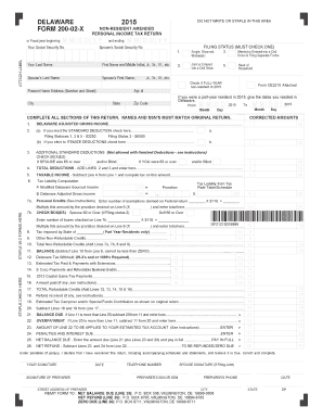 Delaware Non-Resident Amended Personal Income Tax Return
