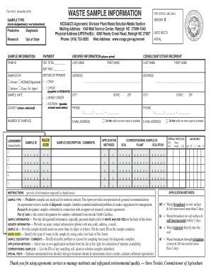 Form AD-9 Waste Sample Information