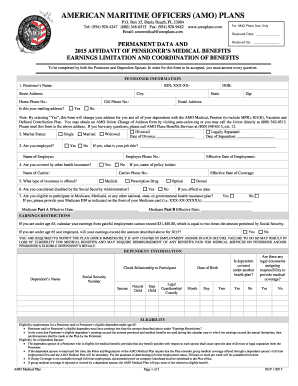 2015 Affidavit of Pensioner’s Medical Benefits