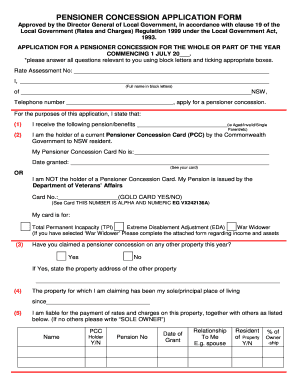 Pensioner Concession Application Form