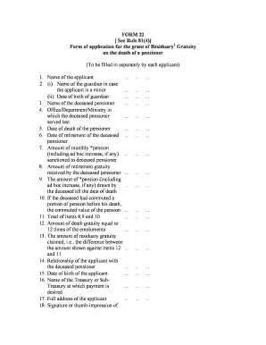 Residuary Gratuity Application Form