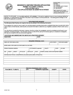 Minnesota Uniform Firearm Application