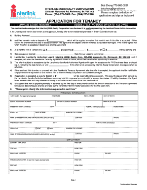 British Columbia Residential Tenancy Application