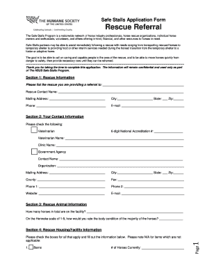 Safe Stalls Application Form