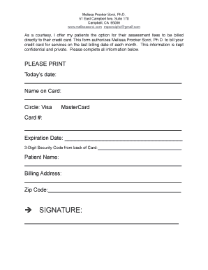 Credit Card Authorization Form