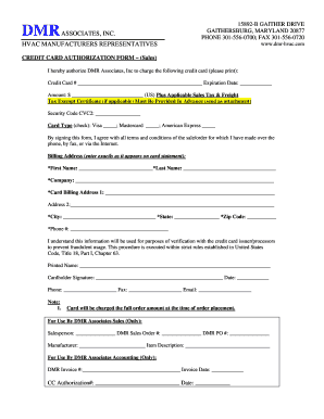 Credit Card Authorization Form