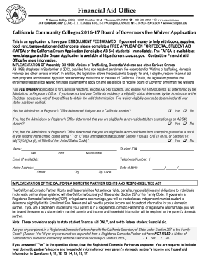 California Board of Governors Fee Waiver Application