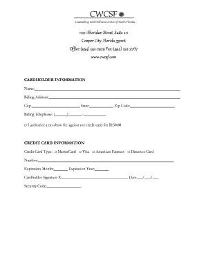 Credit Card Authorization Form