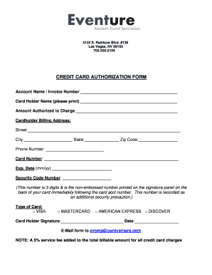 Credit Card Authorization Form