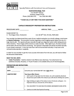 Capsule Endoscopy Preparation Instructions