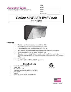Reflex 50W LED Wall Pack Specification Sheet