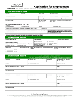 Troon Application for Employment