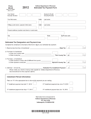 Indiana Estimated Tax Payment Form