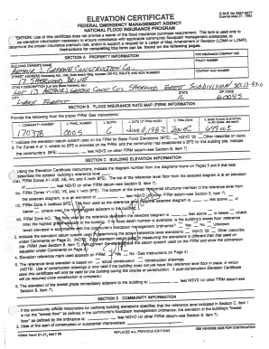 Elevation Certificate for Flood Insurance