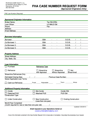 FHA Case Number Request Form