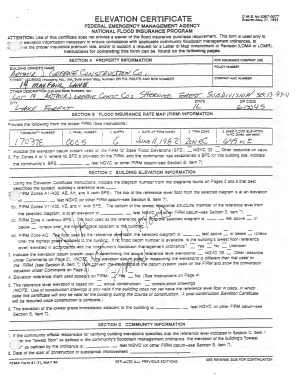 Elevation Certificate for Flood Insurance