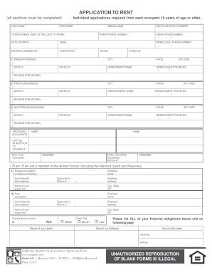 California Rental Application Form