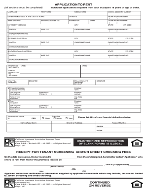 California Rental Application Form
