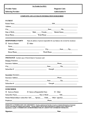 Healthcare Insurance Authorization Form