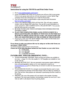TSS Photography Order Form