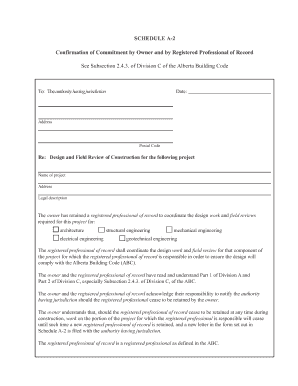 Schedule A-2 Confirmation of Commitment