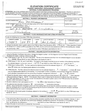 Elevation Certificate for Flood Insurance