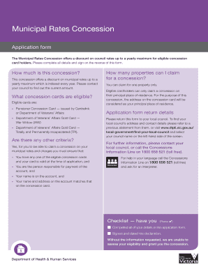 Municipal Rates Concession Application Form