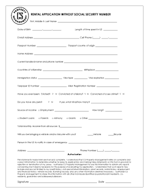 Rental Application Without Social Security Number